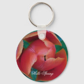 Porte-clés Red Tulip Macro Floral Photo Custom Keychain (Recto)