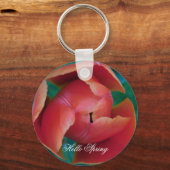Porte-clés Red Tulip Macro Floral Photo Custom Keychain (Recto)