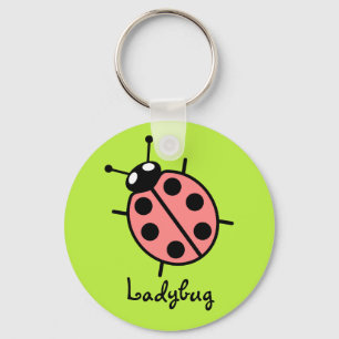 Porte-clés Red Vector Ladybug (Green Background)