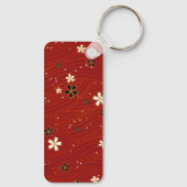 Porte-clés Red Washi Paper Aluminum Rectangle Keychain (Verso)