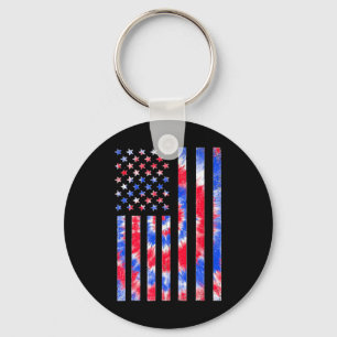 Porte-clés Red White Blue Tie Dye American Flag Vintage 4e O