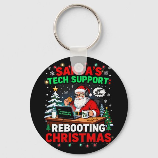 Porte-clés Redémarrage Drôle du support technique de Santa No (Recto)