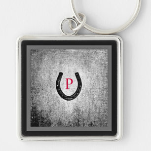 Porte-clés Réfer à cheval en noir et gris