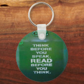 Porte-clés Réfléchissez Avant De Parler De Mots Sages (Recto)