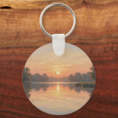 Porte-clés Reflet du lac à l'heure dorée Impressionniste (Verso)
