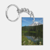 Porte-clés Reflet du lac du mont Rainier avec des fleurs sauv (Devant gauche)