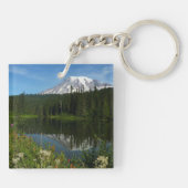 Porte-clés Reflet du lac du mont Rainier avec des fleurs sauv (Dos)