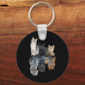 Porte-clés Réflexion de chats Miroir Lion Cheetah Tiger Funny (Recto)