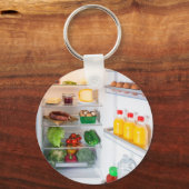 Porte-clés Réfrigérateur ouvert rempli de nourriture (Recto)