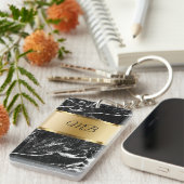 Porte-clés Regard chic de pierre de marbre de monogramme (Devant droit)