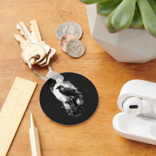 Porte-clés Regard des Abysses Crâne de Corbeau Métal Lourd