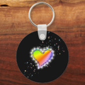 Porte-clés Regenbogen-Herz mit Sternchen auf schwarz (Recto)