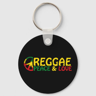 Porte-clés Reggae art avec des mots positifs Paix et Amour