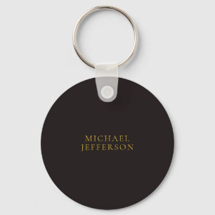 Porte-clés Réglisse Noir Or Minimaliste Simple Moderne Nom