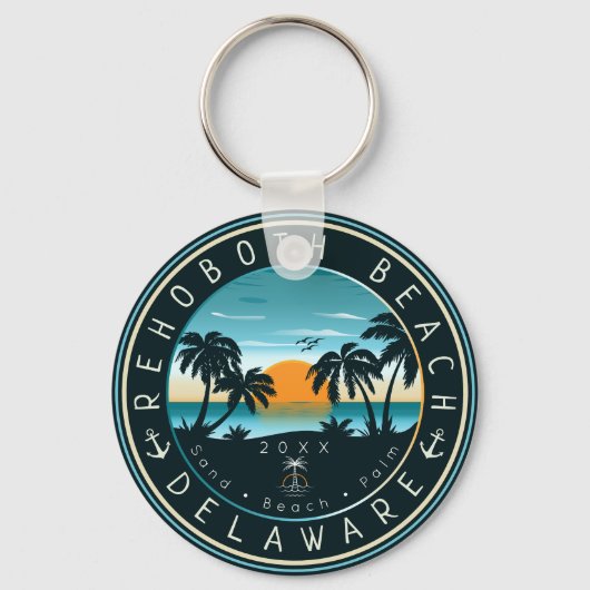 Porte-clés Rehoboth Beach Delaware Sunset Retro Souvenir 80s (Verso)