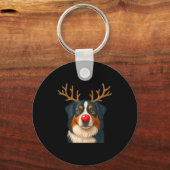 Porte-clés Reindeer Australian Shepherd Christmas Aussie Dog  (Recto)