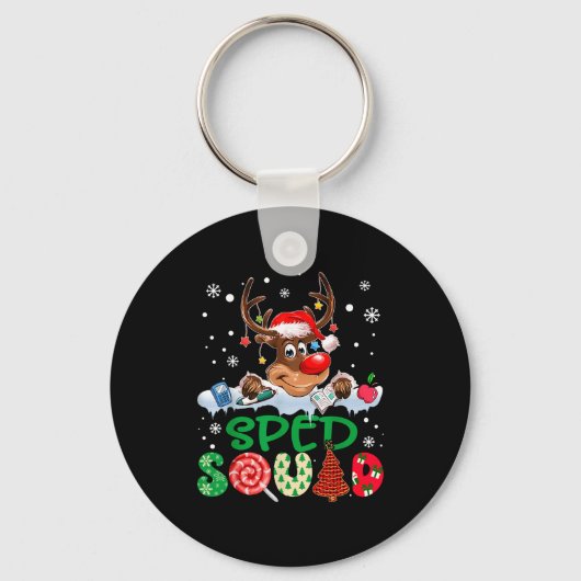 Porte-clés Reindeer Santa Hat Sped Squad Teacher Funny Christ (Recto)