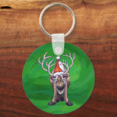 Porte-clés Reindees Noël Sur Vert (Recto)