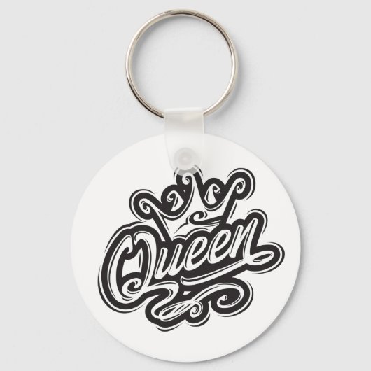 Porte-clés Reine avec couronne, conception de la typographie (Recto)
