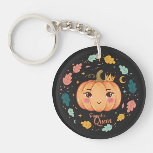 Porte-clés Reine Citrouille 👑 | Halloween Mignon (Devant)