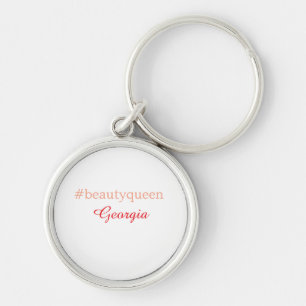 Porte-clés Reine de beautéhashtag rouge clair ajouter nom fil