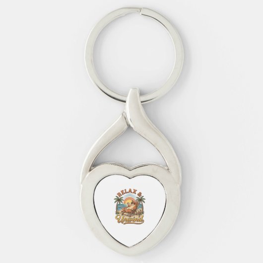 Porte-clés Relax & Unwind Chat de Plage Design de Gravure Vin (Devant)