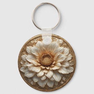 Porte-clés Relief floral doré orné