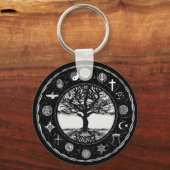 Porte-clés Religions mondiales Arbre noir et blanc (Recto)