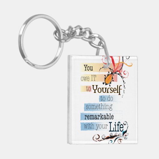 Porte-clés Remarquable LIFE Inspirational Citation illustrée (Devant gauche)