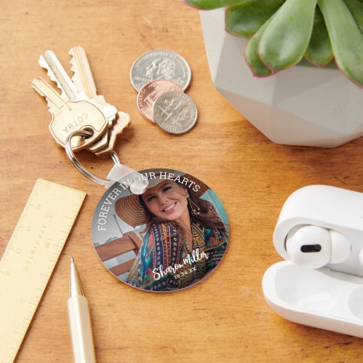 Porte-clés Remembrance Photo 'Forever In Our Hearts' (Bureau)