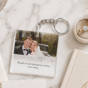 Porte-clés Remerciement de photo de mariage à monogramme bota