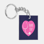 Porte-clés Remerciements| Stéthoscope à coeur rose (Devant gauche)
