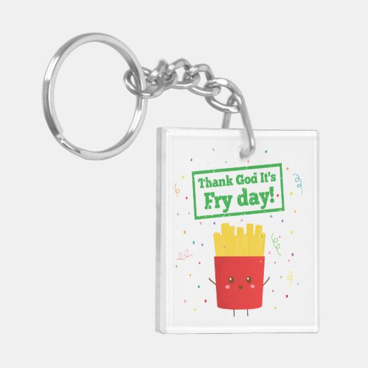 Porte-clés Remerciez Dieu que c'est jour de friture ! avec (Devant gauche)