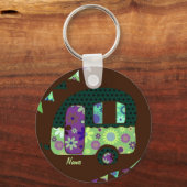 Porte-clés Remorque rétro Shabbychic, camping-car, caravane (Recto)