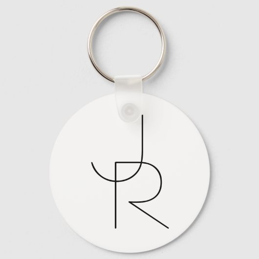 Porte-clés Remplacement des initiales | Noir en blanc (Recto)