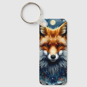 Porte-clés Renard Aesthetic Lune Forestière Aquarelle