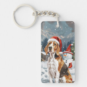 Porte-clés Renard américain anglais Chien Hiver Noël Joie