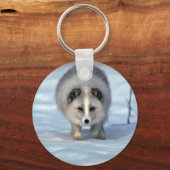 Porte-clés Renard arctique sur neige (Recto)