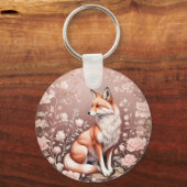 Porte-clés Renard Avec Flore Rose Rêvé (Recto)