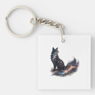 Porte-clés Renard Céleste Animal de Fantaisie Cosmique