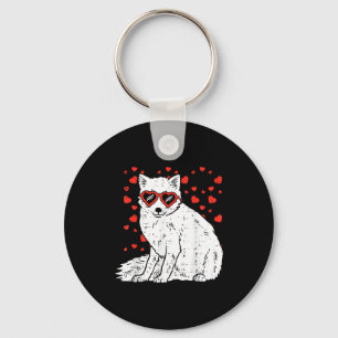 Porte-clés Renard de neige arctique coeur Gles Saint-Valentin