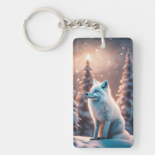Porte-clés Renard d'hiver souriant