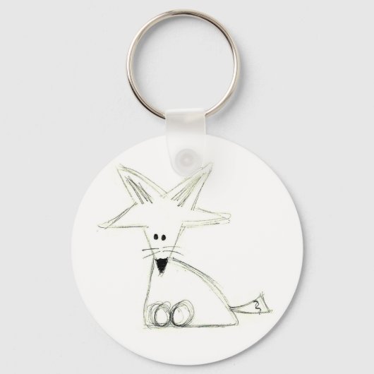 Porte-clés renard doodle noir blanc gris simple dessin pour e (Recto)