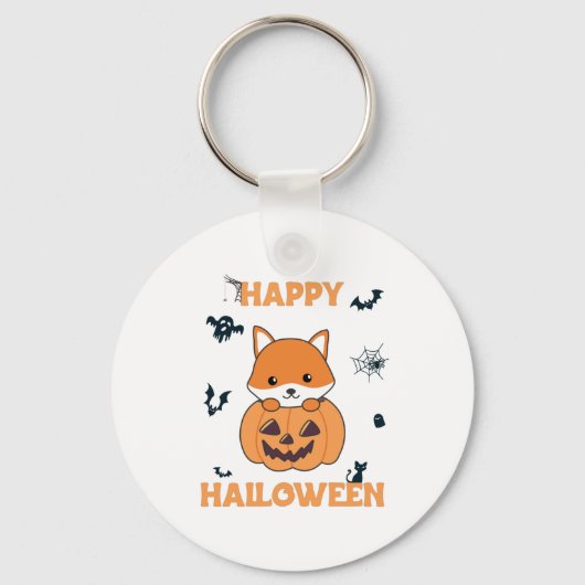 Porte-clés Renard En Citrouille Foxes Doux Joyeux Halloween (Recto)