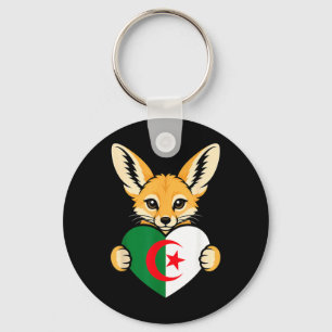 Porte-clés Renard Fennec d'Algérie Drapeau Graphique pour Hom
