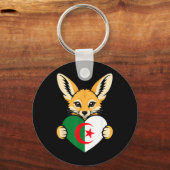 Porte-clés Renard Fennec d'Algérie Drapeau Graphique pour Hom (Recto)