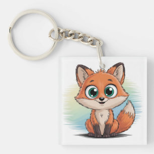Porte-clés Renard mignon Cartoon   Illustration d'animaux mig