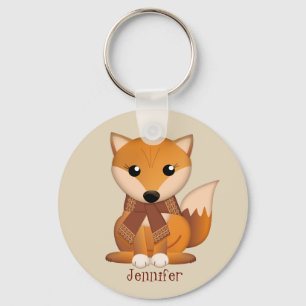 Porte-clés Renard mignon d'automne et nom de coutume