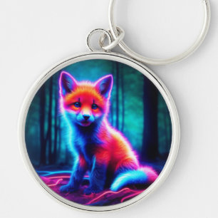 Porte-clés Renard rêveur vif aux teintes de couleur électriqu