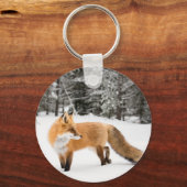 Porte-clés Renard rouge en neige blanche (Recto)